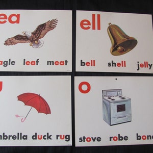 Old School Lernkarte Großes Poster - Vokale - nach Wahl mit Bell Umbrella Eagle Stove