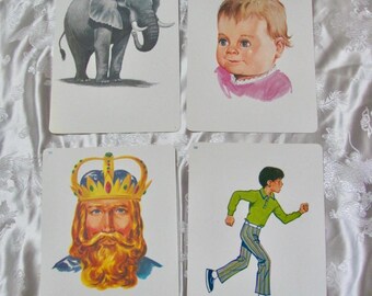 Scheda didattica illustrata - A tua scelta - Fonetica vintage di metà secolo del 1966 // Altro nel mio negozio // re ragazzo elefante bambino