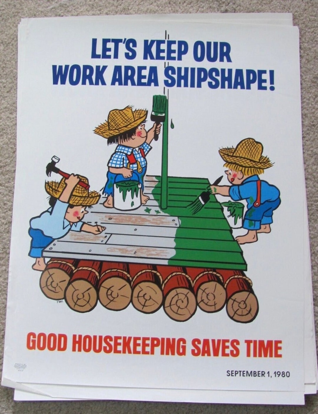 1980 Vintage Safety Workplace Inspirational Cartoon Poster 17