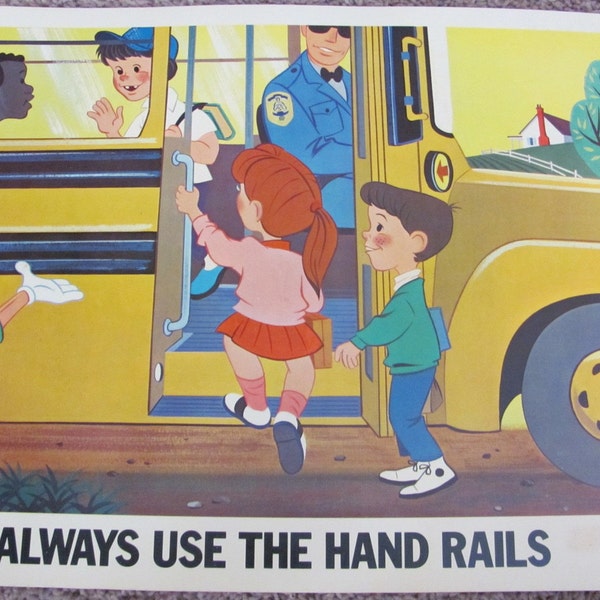 Disney Poster - ALWAYS Use The HAND RAILS - Disney Study Poster Print - Circa 1966