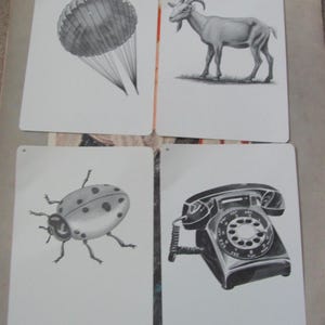 Geïllustreerde schoolflitskaart - jouw keuze - fonetiek circa 1966, vintage halverwege de eeuw