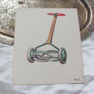 Vintage illustrierte Bild Schulkartei - PUSH MOWER SEIL - Um 1966 Phonetik - Mehr zur Auswahl * Kostenloser Versand *