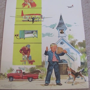 Geluiden: grote vintage geïllustreerde schoolposter in de klas: 11 x 14 inch kinderen illustratie schoolboekmuur Veel om uit te kiezen!