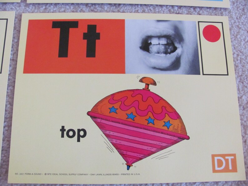 Large Phonics Flash Card Poster Circa 1972 Mother Dogs Top Umbrella image 3