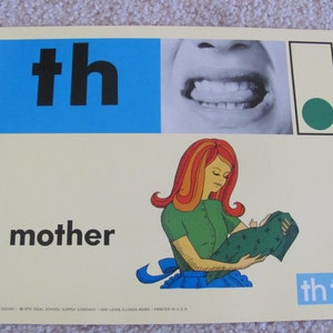 Large Phonics Flash Card Poster Circa 1972 Mother Dogs Top Umbrella image 4