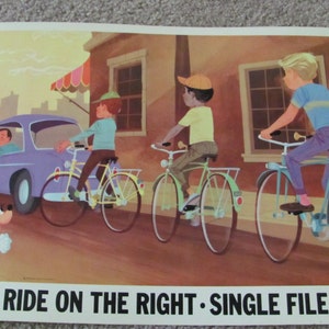 Disney Poster - RIDE On THE RIGHT - Vintage Classroom Poster - Disney Study Print 1966