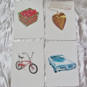 Geïllustreerde schoolflitskaart - jouw keuze - 1966 fonetiek vintage halverwege de eeuw // meer in mijn winkel // auto medaillon fiets fiets kersen