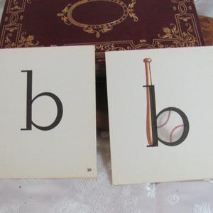BÉISBOL // Juego de 2 tarjetas ilustradas vintage para la escuela - Fonética circa 1966 - Hay muchas más para elegir en mi tienda