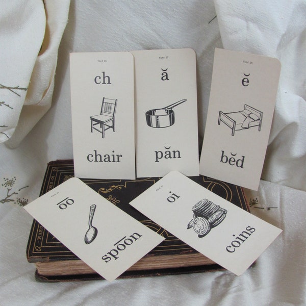 Large Illustrated School Flash Card - Circa 1959 Phonetics  - Many more to choose from