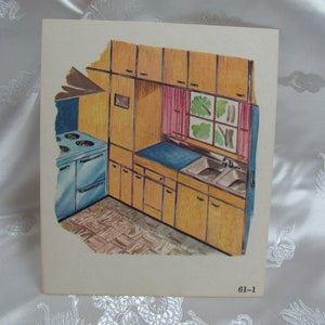 Cartão escolar ilustrado vintage - Fonética de 1966, frente e verso - Pipa e cozinha - Muitos outros para escolher * frete grátis