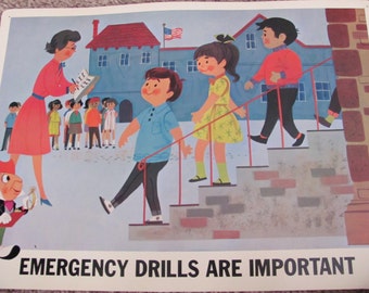 Disney Poster - EMERGENCY DRILLS Are IMPORTANT - Disney Study Poster Print - Circa 1966