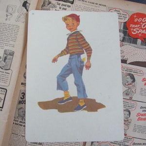Tarjeta ilustrada grande para la escuela - NIÑO, HIJO, NIÑO - Circa 1966, Fonética, aula vintage de mediados de siglo - Muchas más para elegir