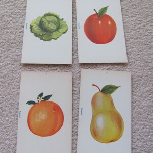 Vintage Spaanse Picture Phonics Flash Card - Oranje - Peer - Sla - Appel - Jouw keuze!