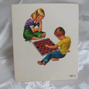 Cartão escolar ilustrado vintage - Fonética de 1966, frente e verso - Cerejas e damas - Muitos outros para escolher * frete grátis