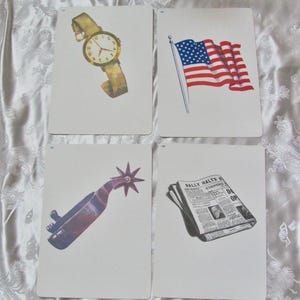 Illustrierte Vokabelkarte der Schule - Deine Wahl - 1966 Phonetik Vintage Mid Century // Mehr in meinem Shop // Streifenuhr der amerikanischen Flagge