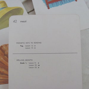 Large Illustrated School Flash Card Your Choice Circa 1966 Phonetics meat shell bed hat Many more to choose from image 2