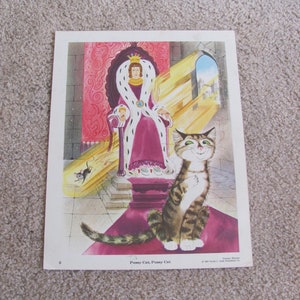 Vintage illustrierte Schule Karte Poster Druck Kinderreime Laminierte - Circa 1967 // Pussy Cat