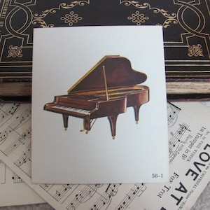 Cartão escolar ilustrado vintage - Fonética, circa 1966, frente e verso - Piano e lápis - Muitos outros para escolher * frete grátis