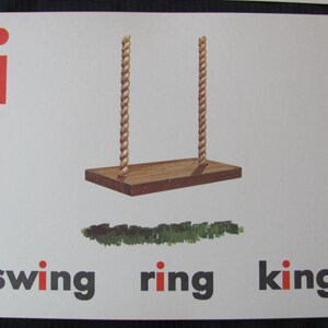 Swing Ride Flashcard Large School Flash Card Poster - Vowels Classroom Learning Educational ...