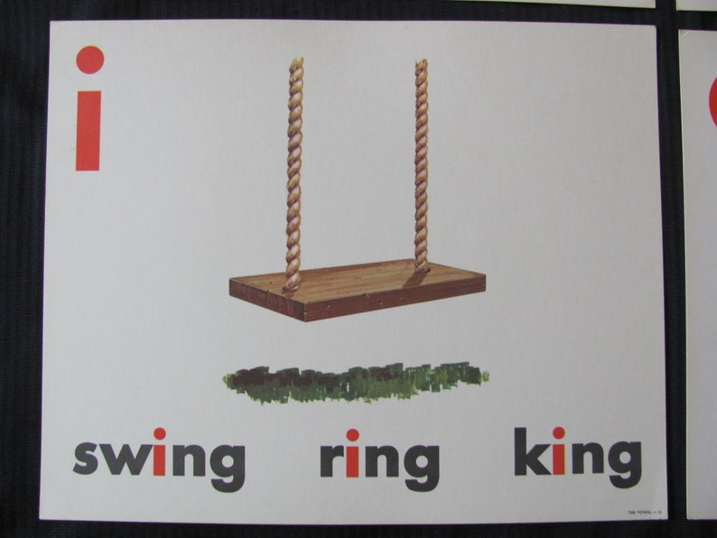 Swing Ride Flashcard Large School Flash Card Poster - Vowels Classroom Learning Educational ...