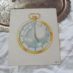 Cartão escolar ilustrado vintage - WAGON WATCH - Fonética por volta de 1966 - Mais opções *Frete grátis com frete por carta*