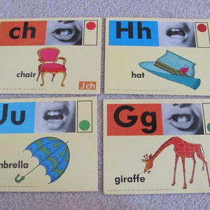 Grote Phonics-kaartposter - Ciirca 1972 - Stoelparaplu Giraffe