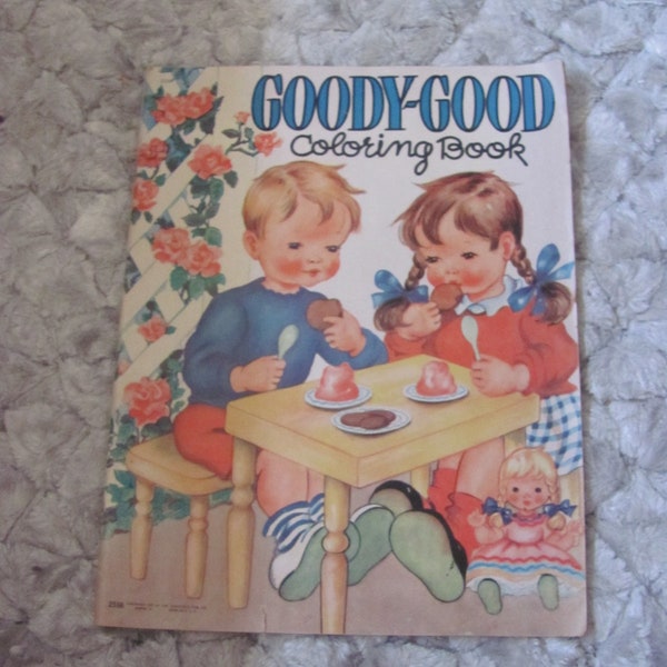 Goody Good Coloring Book Unused Vintage Circa 1947 Large Size 11" x 14" - Children School Classroom Library Photo Prop Kids Room