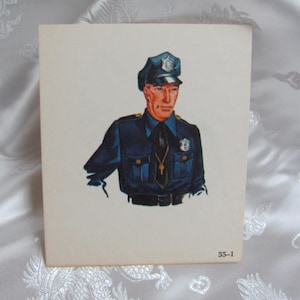 Tarjeta ilustrada vintage para la escuela - Fonética de 2 caras, circa 1966 - Policía, policía y pintura - Hay muchas más para elegir en mi tienda