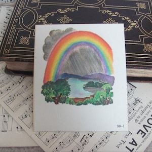 Vintage Illustrated School Flash Card - Circa 1966 Phonetics  2 Sided - Rainbow & Rake - Many more to choose from  in my shop