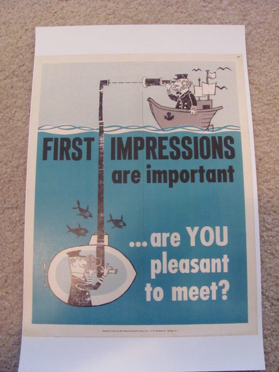 Poster First Impression Retro Vintage Safety Inspirational Etsy