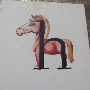 Conjunto de 2 cartões escolares ilustrados vintage - Fonética por volta de 1966 - Mais opções * frete grátis por carta * Cavalo H