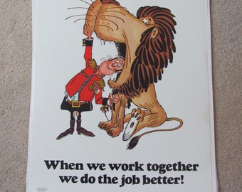 1980's Vintage Safety Workplace Inspirational Cartoon Poster   17" x 22" // Many to choose from!!!