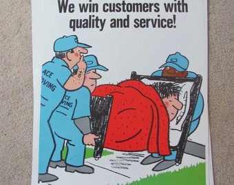 1980's Vintage Safety Workplace Inspirational Cartoon Poster   17" x 22" // Many to choose from!!!