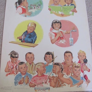 Geluiden maken - vintage geïllustreerde klas schoolposter -- 11 x 14" kinderen muziek illustratie schoolboek - veel om uit te kiezen!