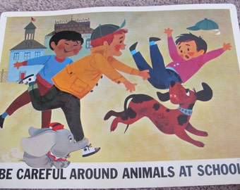 Disney Poster - Be CAREFUL AROUND ANIMALS - Disney Study Poster Print - Circa 1966