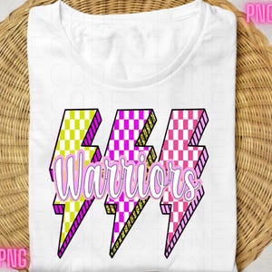 Warriors Png, check colored Png, checkered Png, Retro Warriors , Game Day Png, Warriors Shirt, Warriors Mascot Png, Neon Warriors Png