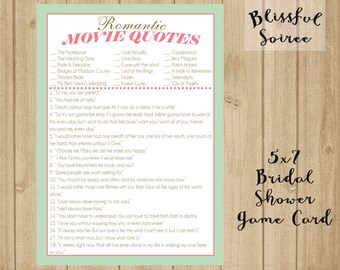 Bridal Shower Game Romantic Movie Quotes Game In Chalkboard Etsy