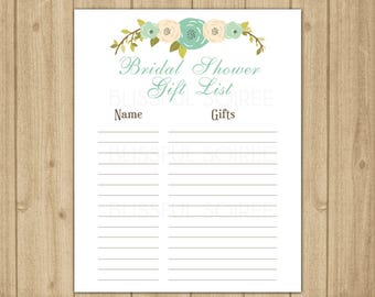 printable bridal shower gift list template yupar magdalene printable bridal shower gift list template