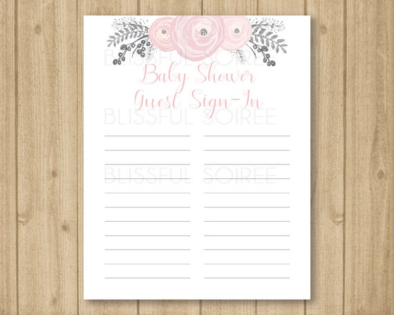 Baby Shower Guest Sign-in Guest List Sign in Sheet - Etsy