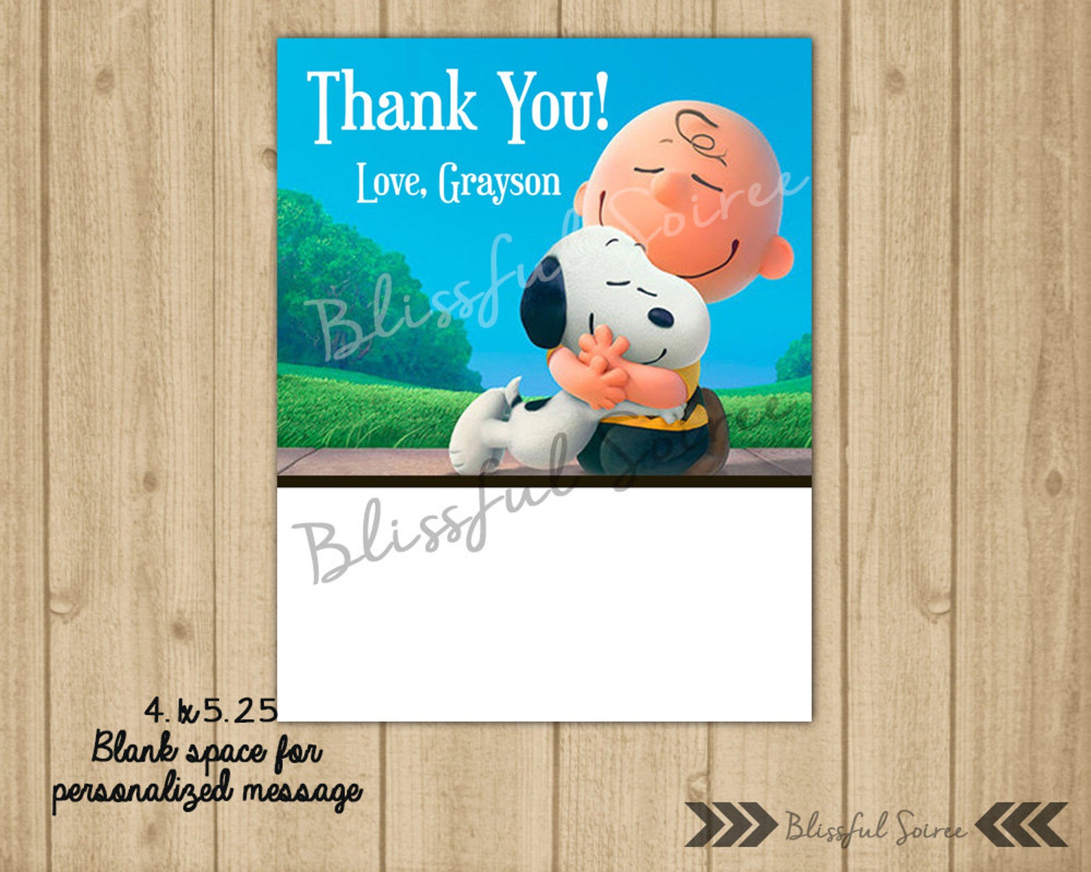 Peanuts Thank You Card Peanuts Movie Birthday Thank You | Etsy