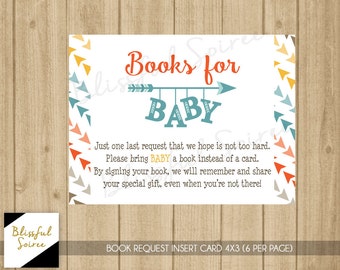 Arrow Book Request Insert | Bring a Book Instead of a Card | Baby Shower Printable | Baby Shower Brook Request | INSTANT DOWNLOAD | BS02