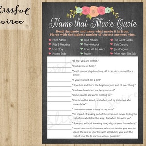 Bridal Shower Game / Name That Movie Love Quote / Romantic - Etsy