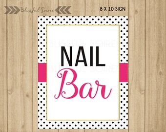 Nail Bar Sign | Nail Polish Station | Bachelorette Party | Spade Inspired | Bridal Shower Sign | Baby Shower | Pin and Black | BRS08