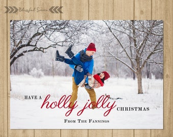 Holly Jolly Christmas Card | Custom Photo Christmas Card | Christmas Card | Holiday Photo Card | DIY Printable | Holiday Greetings