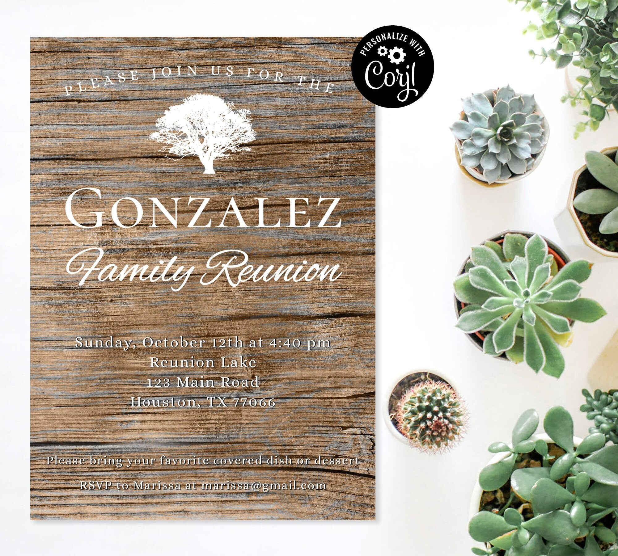 Printable Family Reunion Invitation Rustic Invitation Wood - Etsy