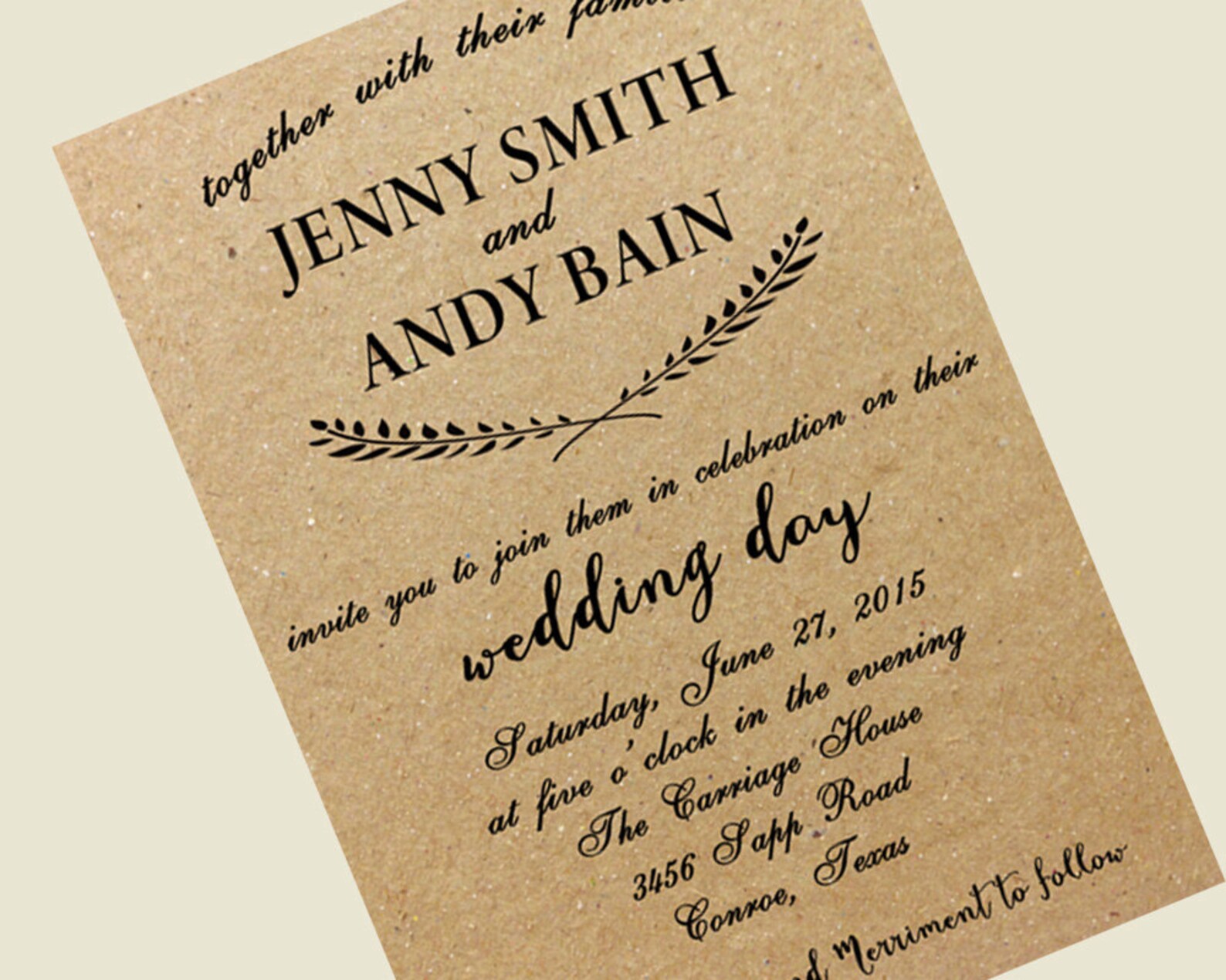 Kraft Wedding Invitation and Reply Card / Wedding Invitation Etsy