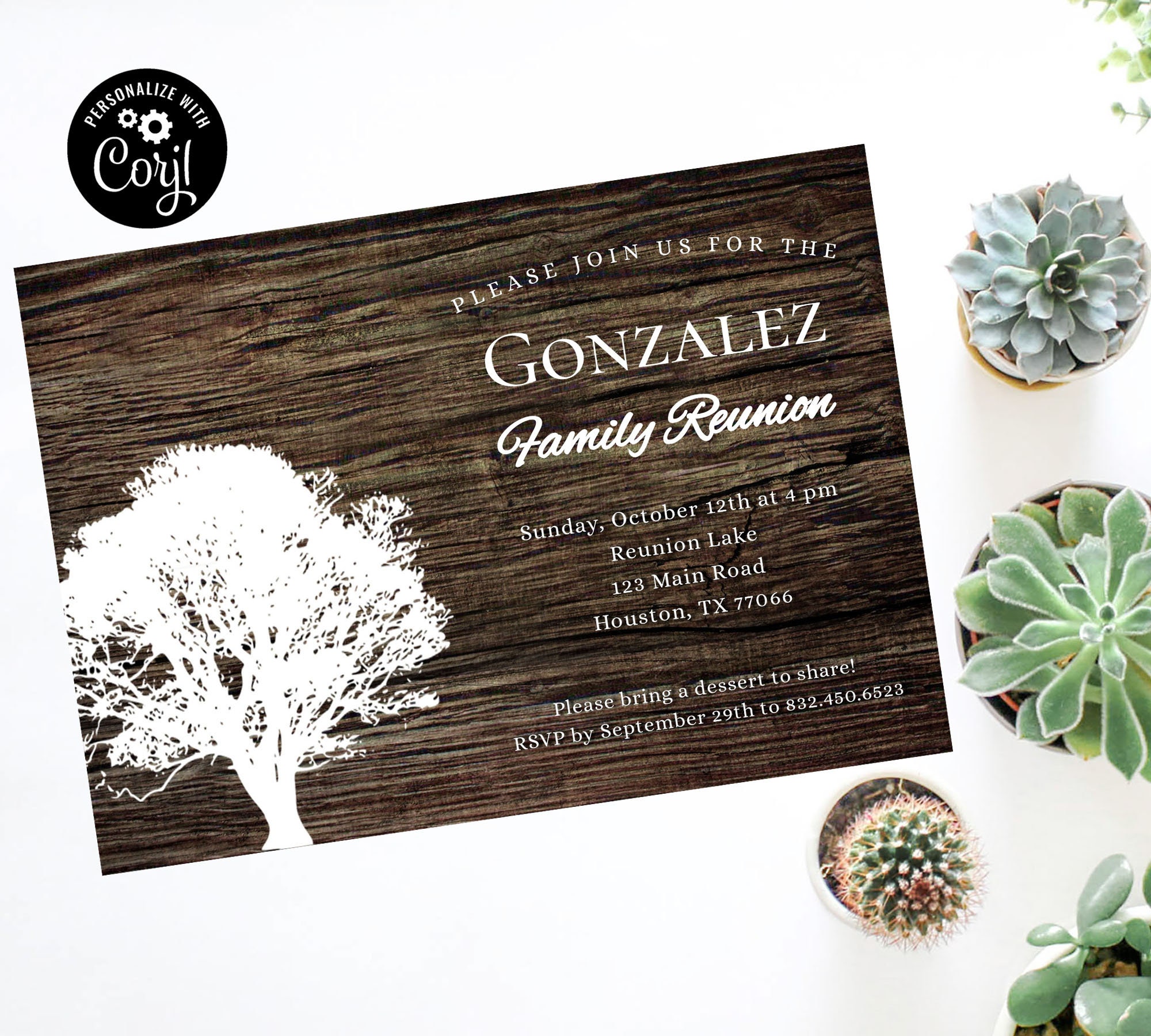 Printable Family Reunion Invitation Rustic Invitation Wood - Etsy