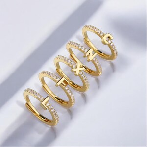 Initial Letter Ring for Women – Adjustable Open Band, Minimalist Personalized Jewelry, Fashion Gift
