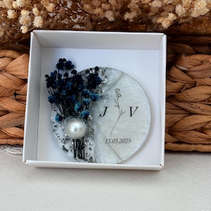 Personalisierter Magnet Favor, Epoxidharz-Magnet, Verlobungsgeschenk, Brautpartybevorzugungen, Trockenblumenmagnet für Gäste, Hochzeitsgeschenke, Hochzeitsmagnet