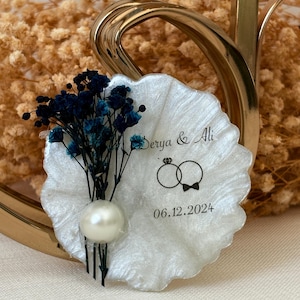 Personalisierter Magnet Favor, Epoxidharz-Magnet, Verlobungsgeschenk, Brautpartybevorzugungen, Trockenblumenmagnet für Gast, Hochzeitsgeschenke, Hochzeitsmagnet